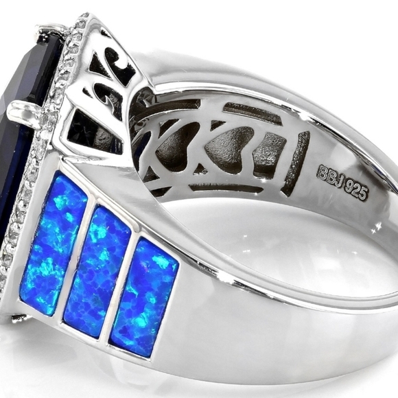 Blue Lab Created Spinel Rhodium Over Sterling Silver Ring. Sz 6! Final P… - Picture 4 of 7